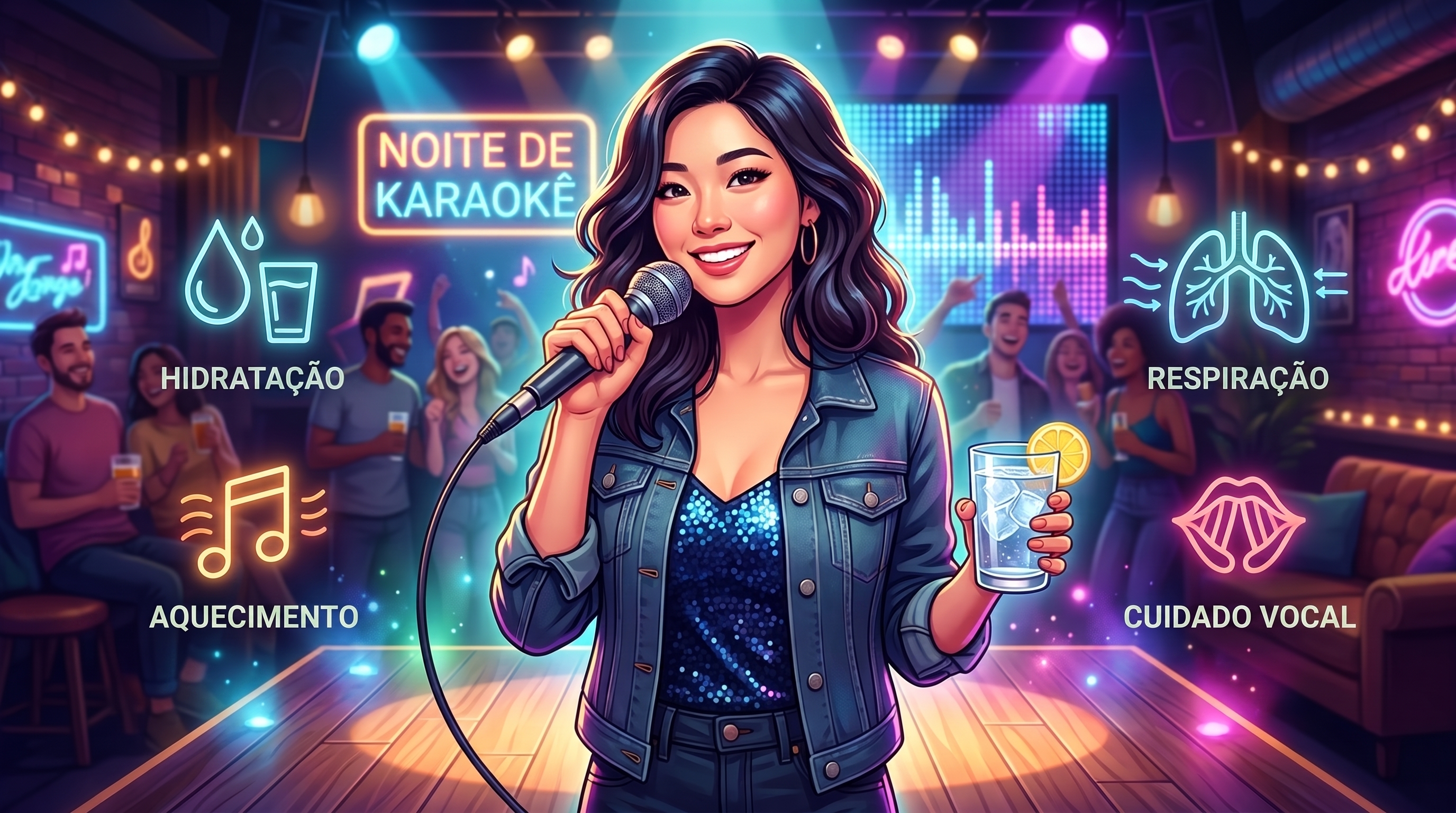 Pessoa cuidando da voz antes de cantar